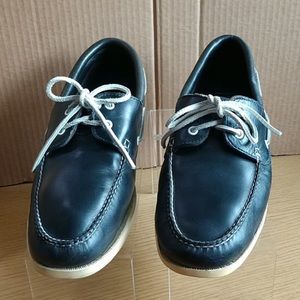Brooks Brothers Black Leather Boat Shoes Size 11
